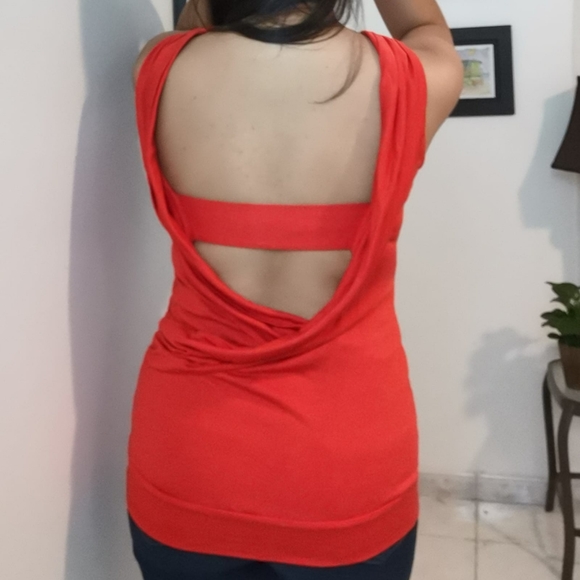 Dianevon Furstenberg 100% Silk Open-Back Sleeveless Tura Top Blouse Orange Sz 6 - Picture 5 of 11